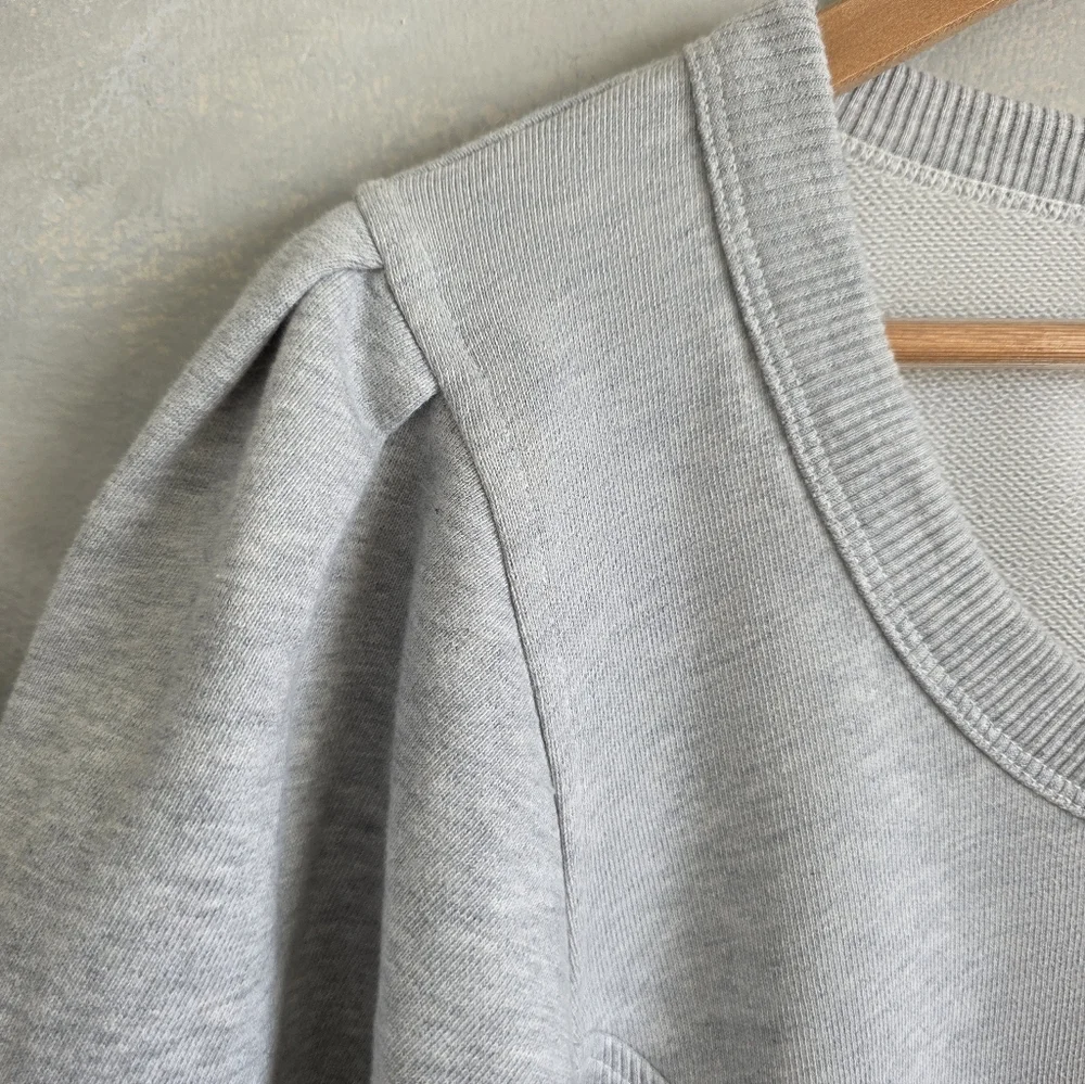 Aerie Gray Puff Sleeve Cropped Sweatshirt Sz XL - Picture 2 of 10